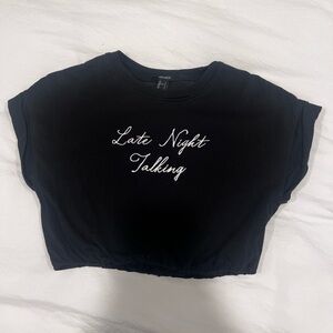 Forever 21 Black Crop Top with White Text